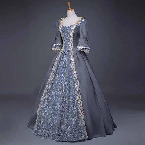 Miniatura 4 de Vestido renacentista para mujer, vestido de princesa de manga codada, vestido de encaje victoriano, tamaño grande, vestidos renacentistas rosa