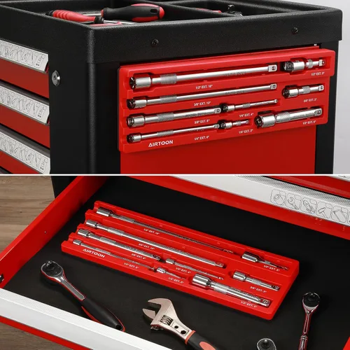 Miniatura 7 de Soporte magnético de barra de extensión de 9 piezas, organizador de barra de extensión magnética, plástico ABS, 1/4", 3/8", 1/2" Drive, capacidad