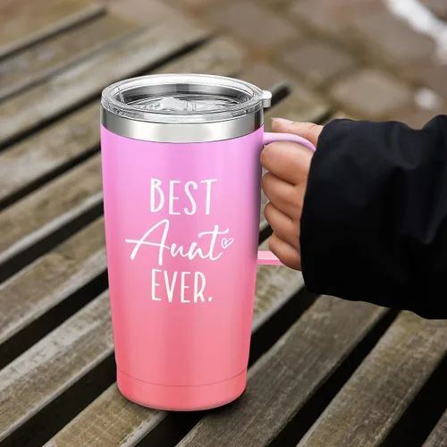 Miniatura 6 de SANDJEST Mejor Taza para Tía Taza de Tía con Asa 20oz Acero Inoxidable Taza de Café Aislada para Viaje Regalos para Tías de Sobrina Sobrino Regalo