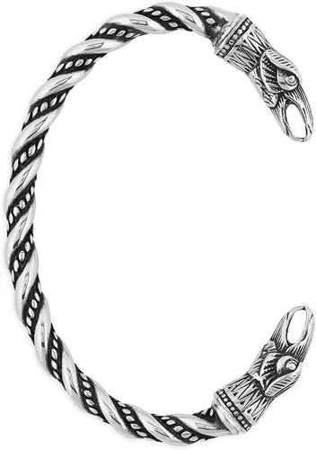 HAQUIL Pulsera vikinga de acero inoxidable con cabeza de oso de lobo, cuervo y oso para hombre, joyería vikinga, regalos