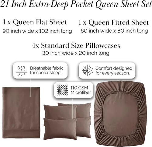 Miniatura 320 de Southshore Fine Living, Inc. Juego de 7 piezas de sábanas King divididas para cama ajustable, juego de sábanas King divididas con bolsillo de 21