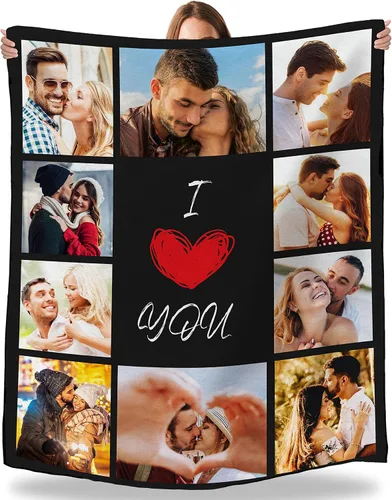 Miniatura 6 de Manta personalizada con fotos, texto, fotos personalizadas, collage, regalos personalizados para él, su amante, aniversario, cumpleaños, regalos 6