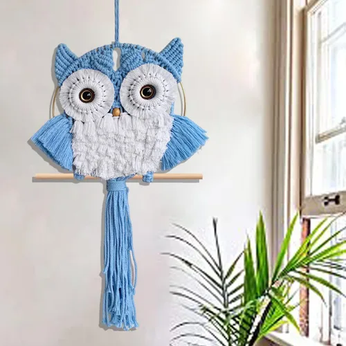 Miniatura 15 de ACEDSGN Tapiz de macramé para colgar en la pared, diseño bohemio hippy, tapiz hecho a mano, decoración de pared para cuarto del bebé, dormitorio