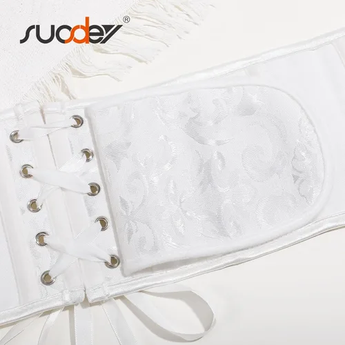 Miniatura 5 de SUOSDEY Cinturón de corsé de jacquard para mujer, corsé pirata steampunk renacentista con cordones y cordones