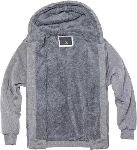 Miniatura 3 de Gary Com - Sudadera de sherpa pesada con capucha para hombre, forro de vellón grueso, con cremallera completa, cálida chaqueta de trabajo