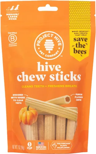 Miniatura 10 de Hive - Palitos masticables – Golosinas dentales para perros – Vegetarianas, hechas con cacahuetes molidos y miel, sin grano ni soja, limpia