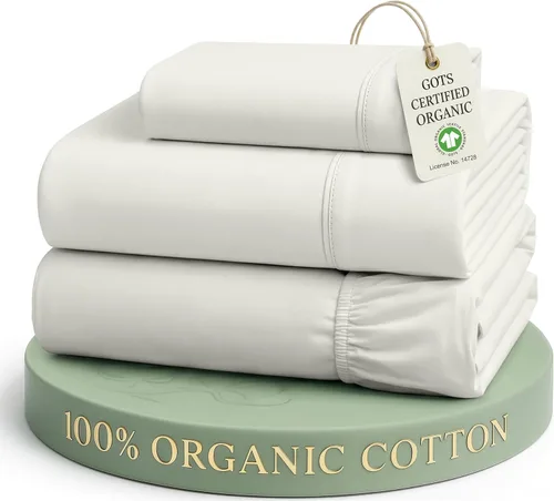 Miniatura 47 de Lane Linen Sábanas de cama tamaño Queen, juego de sábanas 100 % algodón orgánico, sábanas refrescantes suaves tamaño Queen, juego de sábanas Queen