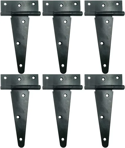 Miniatura 22 de HLMOptimo Bisagra en T resistente, correa en T, cobertizo para puerta de granero, bisagra de puerta forjada a prueba de óxido negro