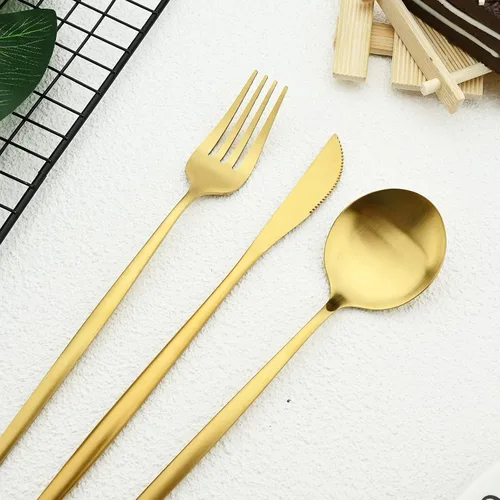 Miniatura 4 de Juego de cubiertos de acero inoxidable de 36 piezas con acabado satinado y mango plano, juego de utensilios de cocina para 6, incluye cuchara