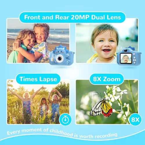Miniatura 3 de Cámara para niños para niñas y niños, cámara digital HiMont para niños con tarjeta TF de 32 GB, cámara para niños de 1080P y cámara de video selfie