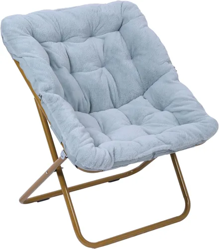 Flash Furniture Archer - Silla Saucer con marco de acero plegable, silla portátil de gran tamaño, para dormitorio o dormitorio, 28 pulgadas, piel