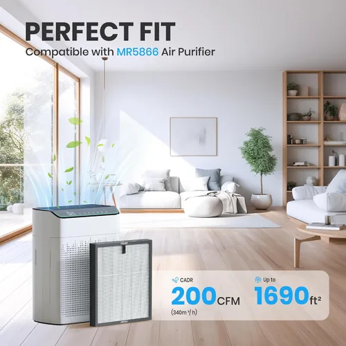 Miniatura 2 de FLANUR Filtro de repuesto para purificador de aire auténtico, filtro HEPA verdadero compatible con MR5866 para 99.97% de contaminantes del aire