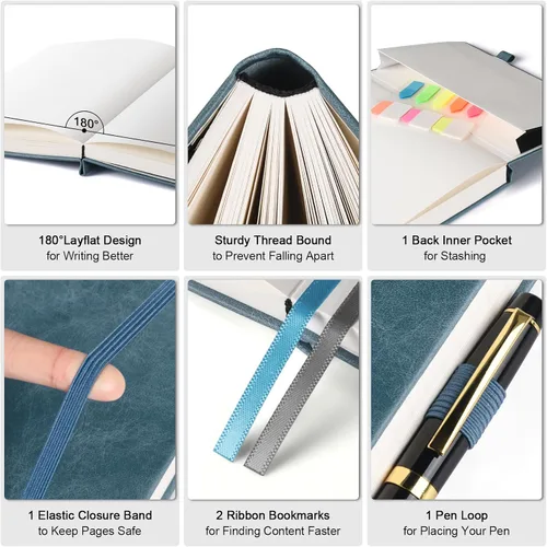 Miniatura 2 de Cuaderno de papel cuadriculado, 312 páginas numeradas A5 de tapa dura de cuero, cuaderno de papel cuadriculado de 100gsm sin sangría con páginas