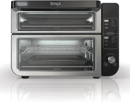 Ninja Horno doble DCT400 10 en 1 con FlexDoor, FlavorSeal y acabado inteligente, convección superior rápida y parte inferior de freír al aire,