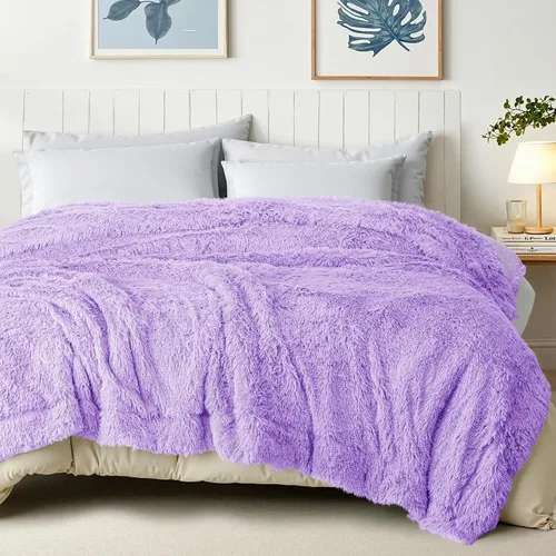 Miniatura 29 de Exclusivo Mezcla Manta de Cama Mullida de Piel Sintética Tamaño King, Mantas Reversibles Shaggy de Vellón Sherpa Teñido Tie Dye, Mantas Mullidas