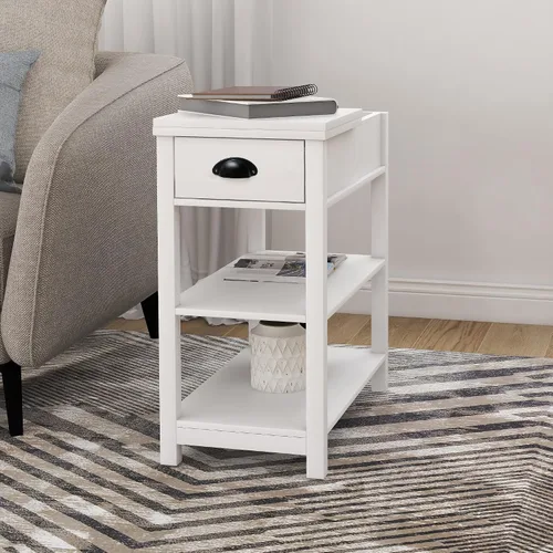 Miniatura 2 de Mesa auxiliar estrecha con tapa abatible, mesa auxiliar delgada con cajón, mesas auxiliares con almacenamiento para espacios pequeños, sala