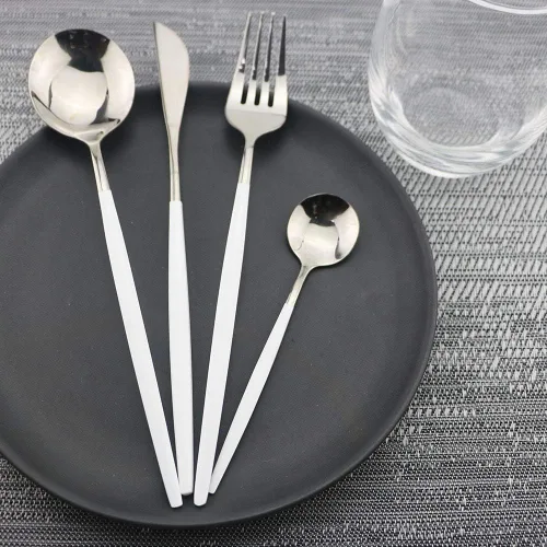 Miniatura 5 de JASHII Juego de cubiertos de 4 piezas de acero inoxidable 304 para el hogar, juego de cubiertos de cocina con espejo, cuchillo pulido, tenedor