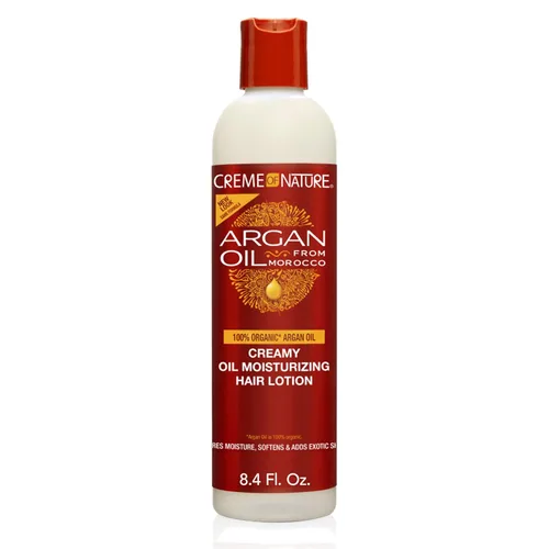 Creme of Nature, Loción capilar de aceite de argán, espumante cremoso de aceite para ayudar a restaurar la humedad y añadir brillo, 8.45 onzas
