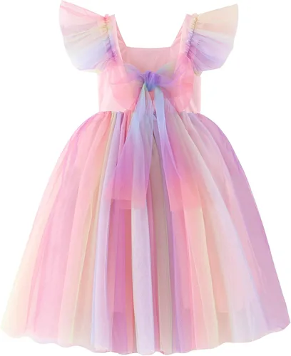 Vestido tutú para niñas pequeñas, con mangas con vuelo, sin mangas, vestido de tul de princesa, vestido de fiesta vintage para niñas pequeñas