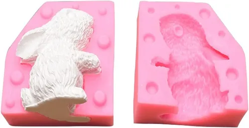 Miniatura 4 de Lanebudd - Molde de silicona para conejo, forma de conejo 3D, molde de silicona, herramientas para hornear, pastel y chocolate