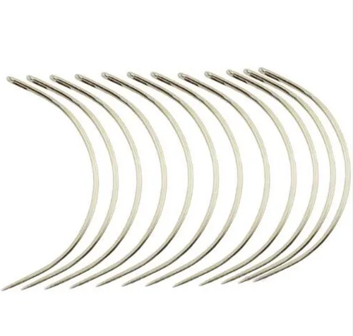 ZHONGJIUYUAN 200 piezas de agujas curvadas para hacer trenzas de ganchillo, ventilar el cabello, aguja de coser curvada a mano (2-1/2 pulgadas)