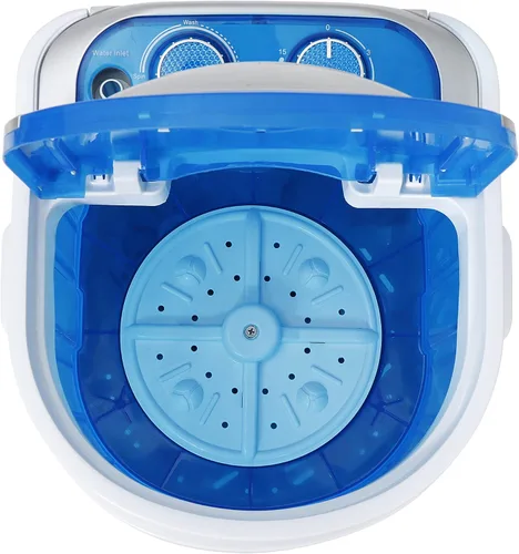 Miniatura 7 de Mini Lavadora Portátil, Pequeña Lavadora Compacta de 4.4 libras de Capacidad con Cesta de Ciclo de Centrifugado y Manguera de Drenaje Lavadora