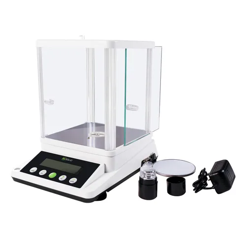 Miniatura 4 de Balanza analítica de laboratorio U.S. Solid de 3.88 oz x 0.001 mg con pantallas LCD frontales y traseras duales, RS232, conteo de piezas, escudo