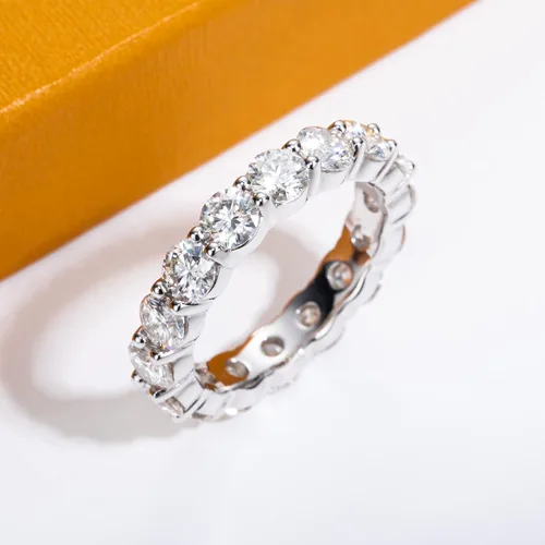 Miniatura 6 de AimiIee Moissanite Eternity Rings 1cttw D Color VVS1 Clarity Round Brilliant Cut Moissanite Diamond S925 Sterling Silver Stackable Wedding