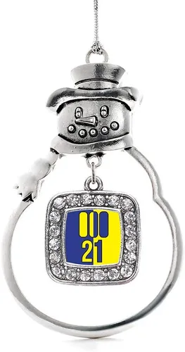 Miniatura 193 de Inspired Silver - Adorno de rodillo de reina - Adorno cuadrado de plata con muñeco de nieve con joyas de circonita cúbica