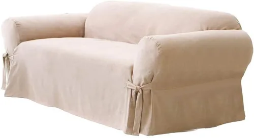 Miniatura 33 de SURE FIT funda para silla con alas y cojín en T de gamuza suave, de una pieza, ajuste relajado, poliéster, lavable a máquina, color chocolate