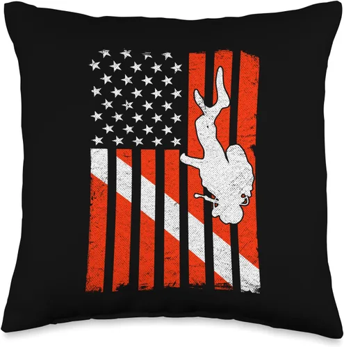 Scuba Diving Accessories & Scuba Diving Gifts Men Vintage American Diver - Almohada de buceo con bandera estadounidense, 16 x 16 pulgadas, multicolor