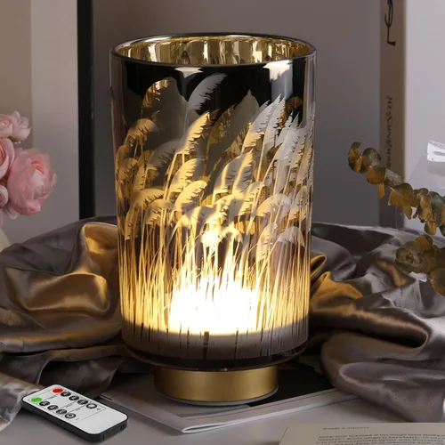Miniatura 11 de Eywamage Pequeña lámpara de mesa con pilas con control remoto, lámpara de cristal inalámbrica de ciervo del bosque para dormitorio, sala de estar