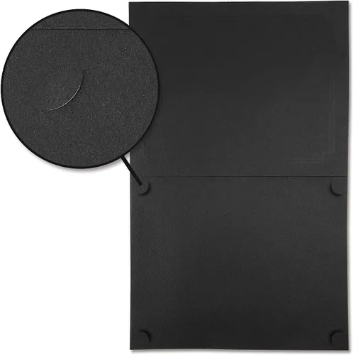 Miniatura 5 de Carpetas ornamentadas de color negro y dorado, paquete de 25, cubierta de lino de 80 libras, plegadas, esquinas troqueladas, para oficina, premios