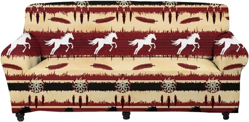 Miniatura 7 de Forchrinse Funda de sofá con estampado navajo africano para sofá de 1 cojín, funda elástica para sofá, protector de muebles para casa rural, hogar