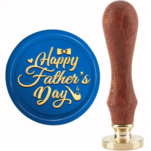 CRASPIRE Sello de cera para el Día del Padre, sello de cera para el Día del Padre, 1.181 in, cabeza de latón extraíble retro con mango de madera