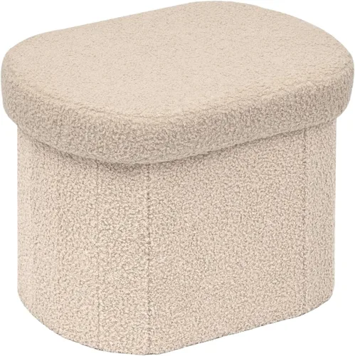 B FSOBEIIALEO Otomana de Almacenamiento para Dormitorio, Reposapiés Otomano Plegable de Almacenamiento Boucle, Cubo Otomano Plegable Pequeño de Beige