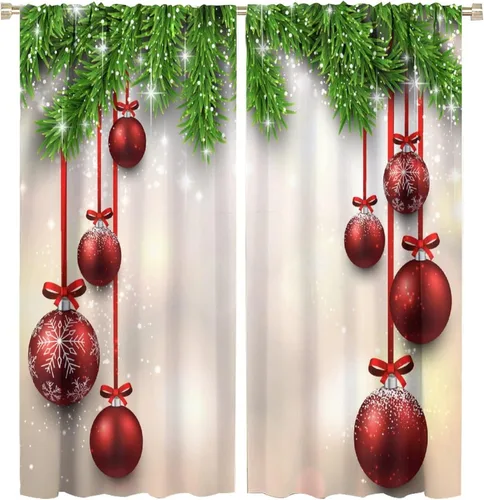 Miniatura 27 de Cortina opaca de Navidad para ventana, campanas de Navidad, festivales, decoración de atmósfera, cortina para sala de estar, habitación