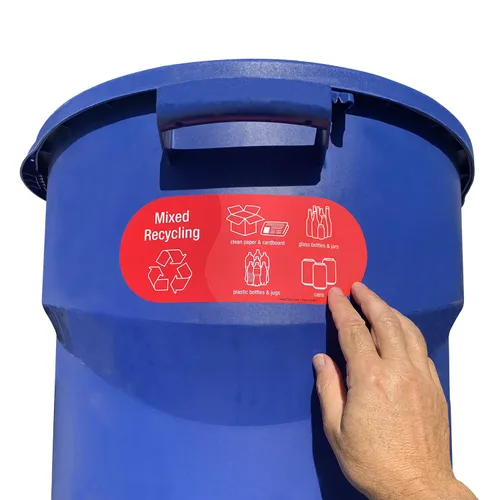 Miniatura 7 de SmartSign Paquete de 4 etiquetas adhesivas de reciclaje mixto de 3.75 x 9 pulgadas con símbolos, poliéster laminado de 5 mil con adhesivo 2-3.75" X