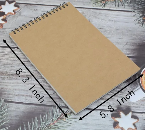 Miniatura 2 de 5 cuadernos de bocetos A5, blocs de bocetos en espiral encuadernados en la parte superior, 30 hojas (60 páginas), papel grueso de 120 GSM