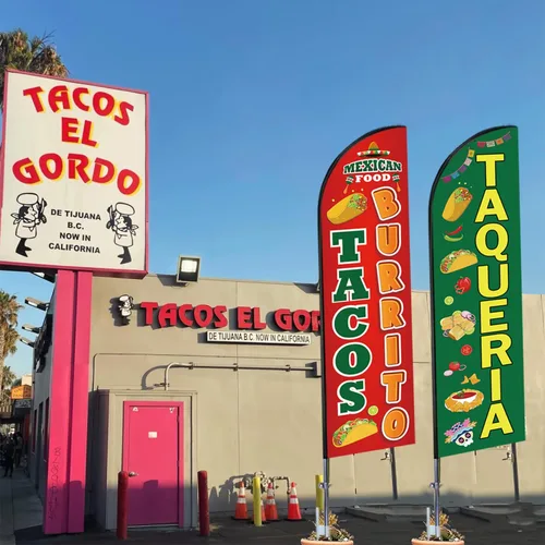 Miniatura 7 de Tacos Burritos - Kit de asta de bandera de plumas de comida mexicana, publicidad comercial para tienda de restaurantes mexicanos incluye banderas