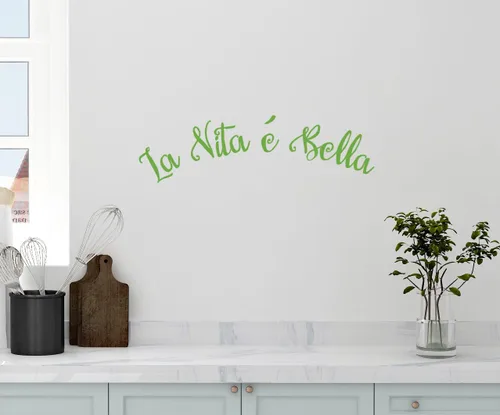 Miniatura 12 de 24"x6" la vita e Bella la vida es bella Cita de cocina Home House Italiano Frase diciendo calcomanía de Pared Arte Mural Home Decor