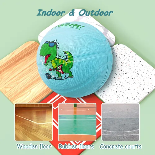 Miniatura 4 de Pelota de baloncesto de goma Kuangmi, tamaño 5 (27.5"), tamaño 4 (25.5"), hecha para juegos deportivos al aire libre y en interiores, parque, playa