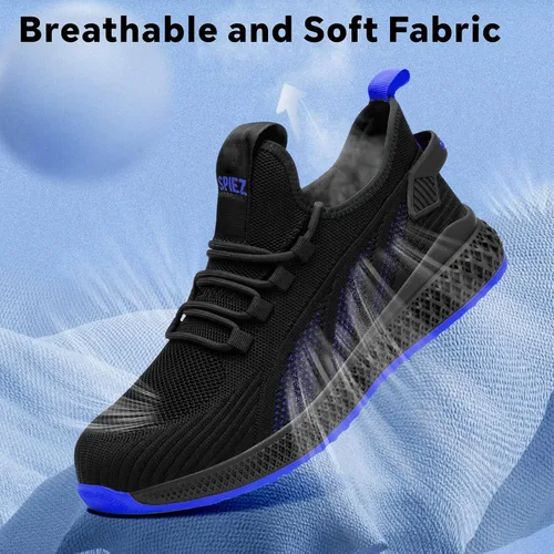 Miniatura 5 de SPIEZ Zapatos de seguridad unisex con puntera compuesta, a prueba de pinchazos, transpirables, zapatos de trabajo para hombres y mujeres, tenis