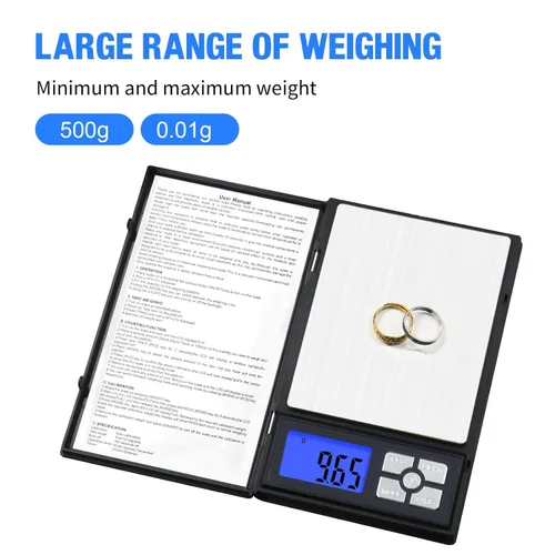 Miniatura 3 de UNIWIGH - Báscula digital de bolsillo de 0.00 oz de precisión, 17.64 oz de alta precisión, peso digital de cocina gramo y oz para alimentos, joyas