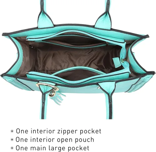 Miniatura 4 de Dasein Bolsos de mano para mujer, bolso de hombro de cuero vegano, bolso de trabajo para mujer con bolso a juego, Marrón