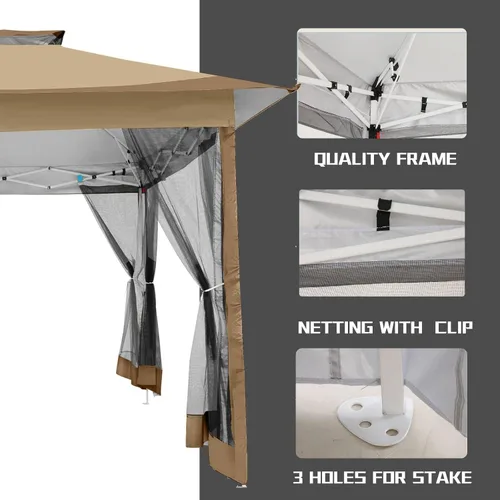 Miniatura 6 de COBIZI 12x12 Tienda instantánea de campaña para exteriores con toldo a la venta - Toldo de metal impermeable para exteriores mejorado - Tienda Café