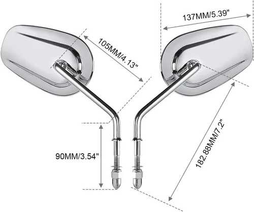 Miniatura 2 de SLMOTO Espejos retrovisores cromados aptos para Harley Touring FLHT FLHR Road King FLHTC CLASSIC SPORTSTER XL 1200 883 FLSTC FLSTF