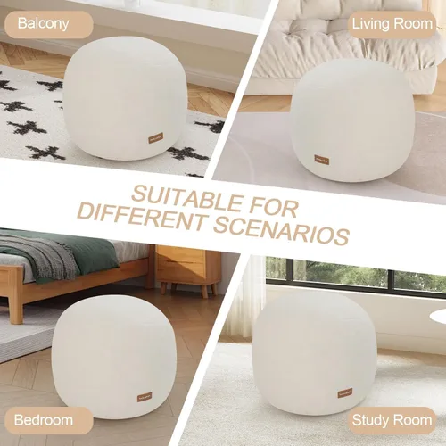 Miniatura 7 de MeMoreCool Puf Otomano Redondo Relleno Reposapiés, Puf de Piso Reposapiés con Relleno de Trozos de Espuma Suave, Otomano Redondo Pequeño Reposapiés