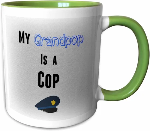 Miniatura 8 de brooklynmeme Sayings – Mi grandpop es un Cop Frase De Color Azul Con Fondo Gris – Tazas, Negro/Blanco