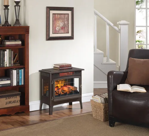 Miniatura 3 de Duraflame Estufa eléctrica independiente de chimenea con efecto de llama 3D para 1,000 pies cuadrados, color bronce